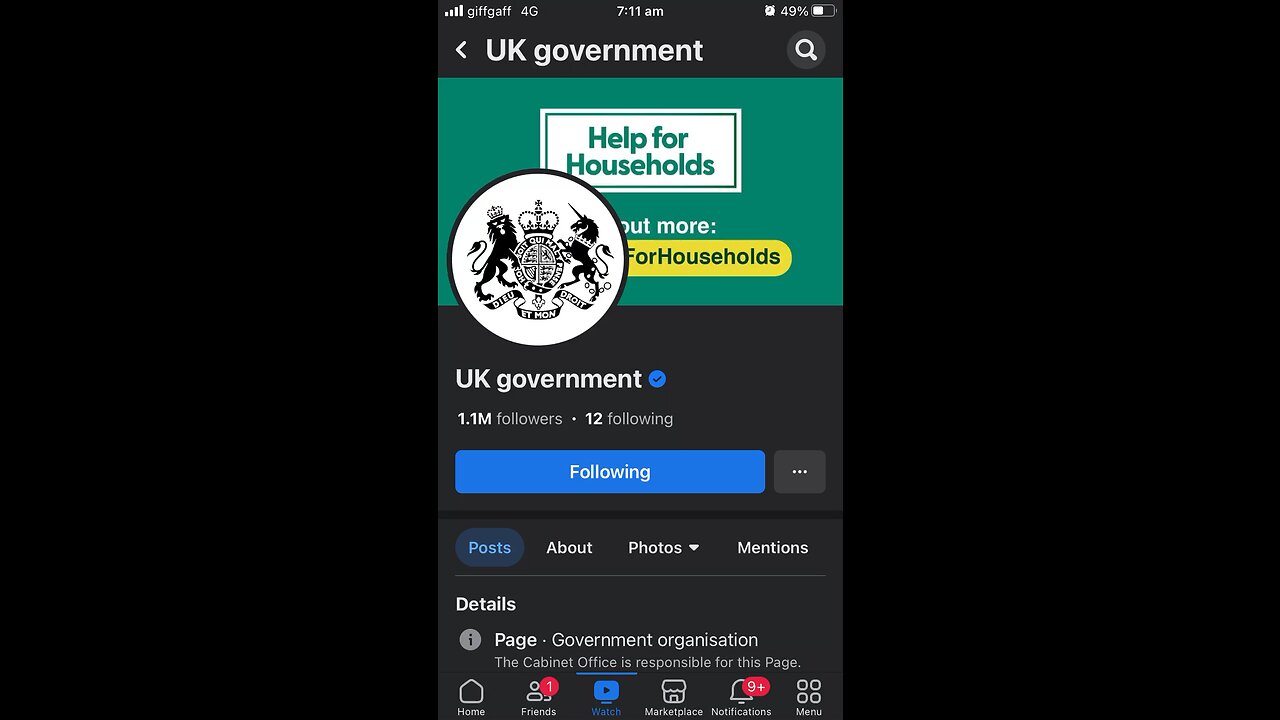 UK government advertise on facebook : high energy cost of living