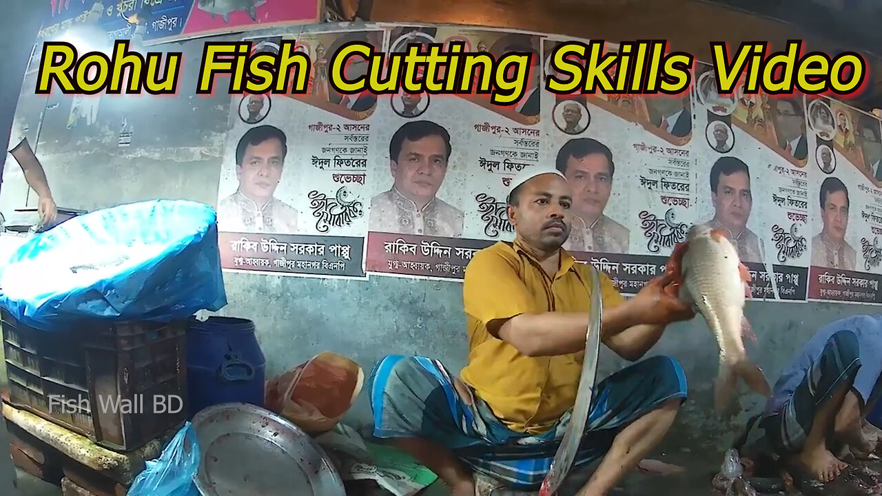 Rohu Fish Cutting Skills In Fish Cutting Market-Rohu Fish Cutting Video-Fish Wall BD