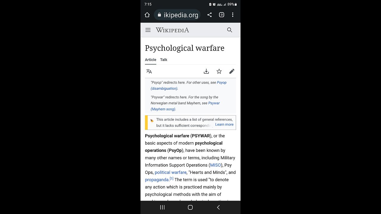 What is a PSYOP? PHYSIOLOGICAL OPERATION