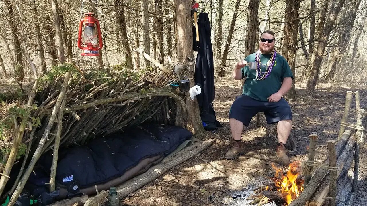 Debris Shelter Mardi Gras Shrimp Boil in the Woods | In the Bush #61