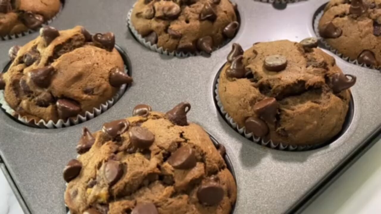 Chocolate Chip Banana Chocolate Muffins…