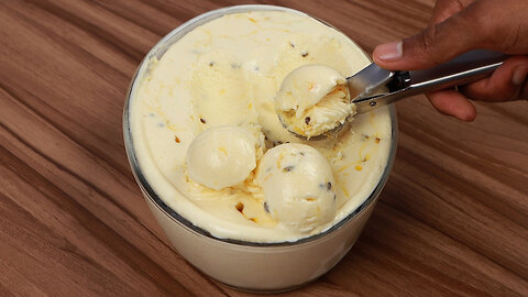 Delicious creamy passion fruit ice cream