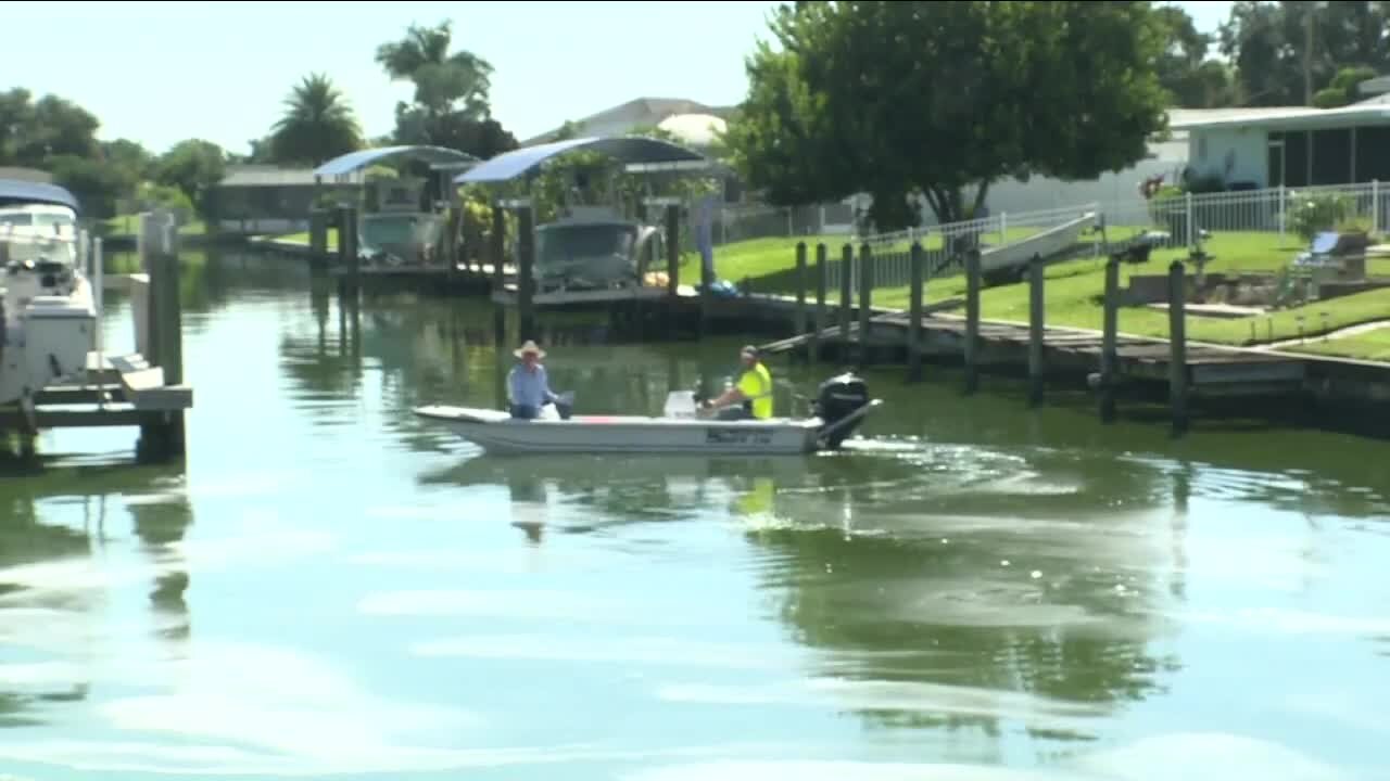 Blue-green algae being treated