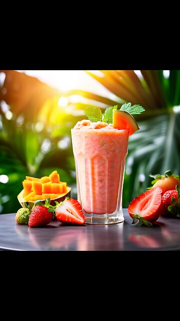 Tropical Papaya Strawberry Smoothie 🍓🥭✨