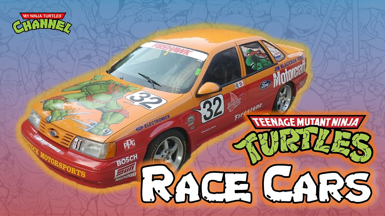 4 Ninja Turtles RACE CARS (Vintage Ford Taurus SHOs in December 1991 Racing for Kids Magazine)
