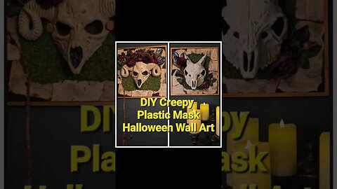 DIY Creepy Halloween Wall Art From Masks I Got From SAVERS Thrift Store.