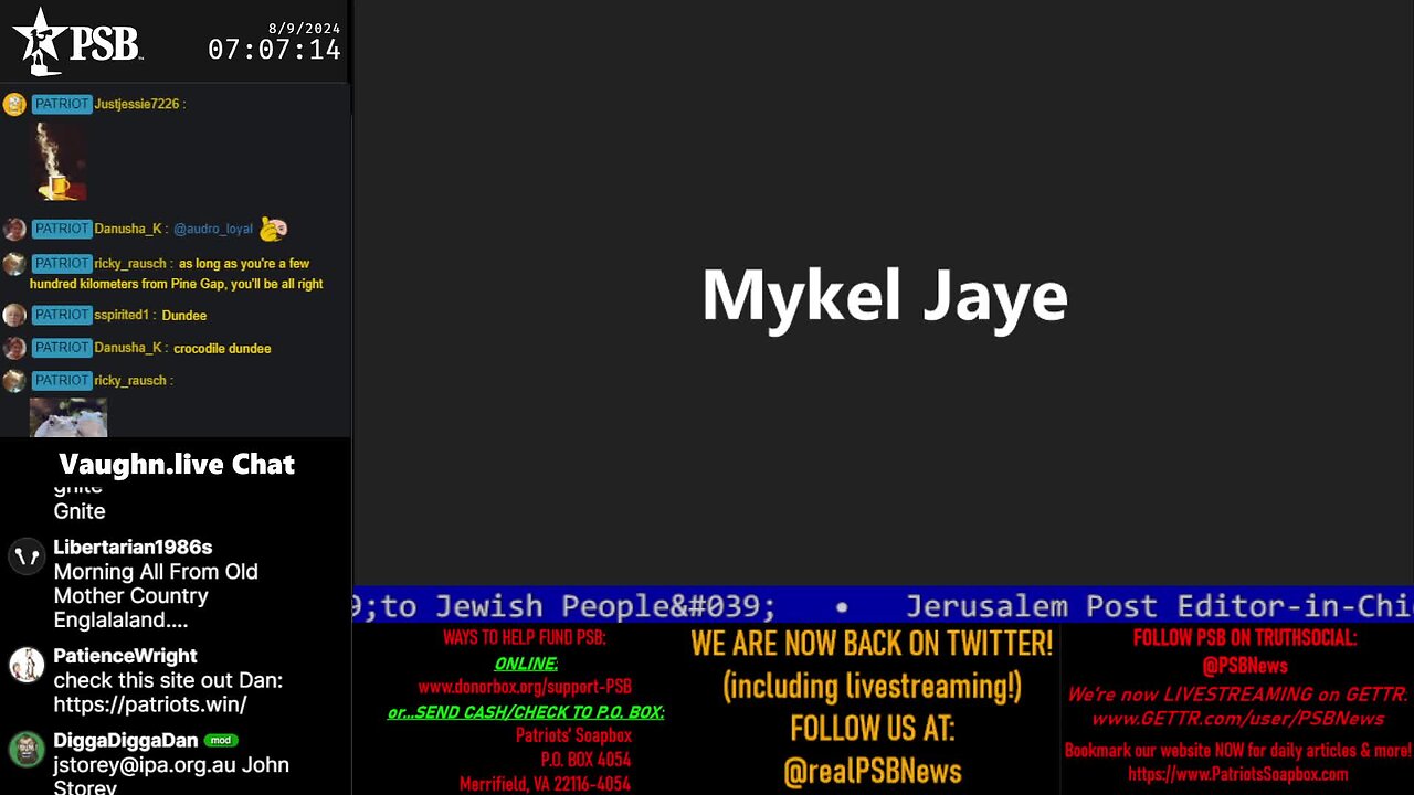 2024-08-09 07:00 EDT - Patriots Soapbox AM: with MykelJaye