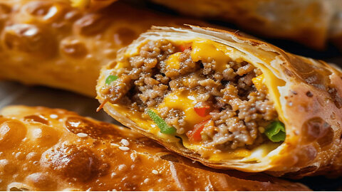 CHEESEBURGER EGG ROLLS (VERY CRUNCHY)