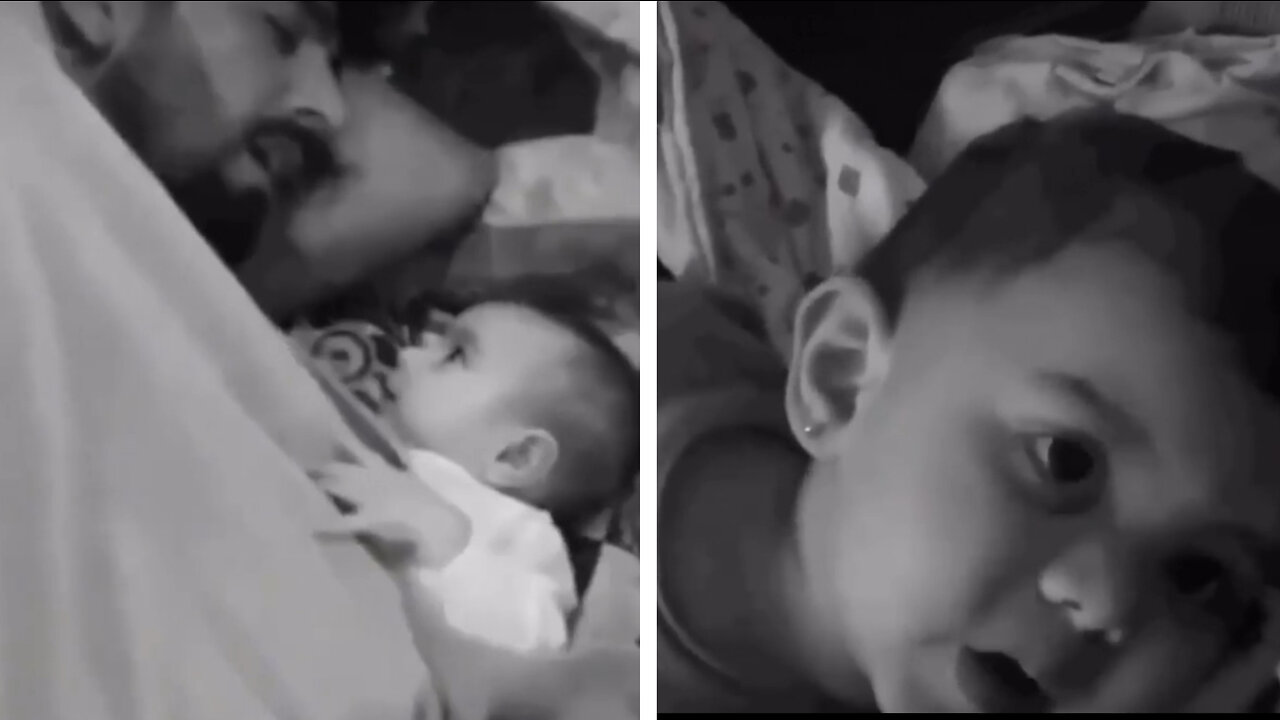 Little girl mimics to how her dad's sleep snoringg