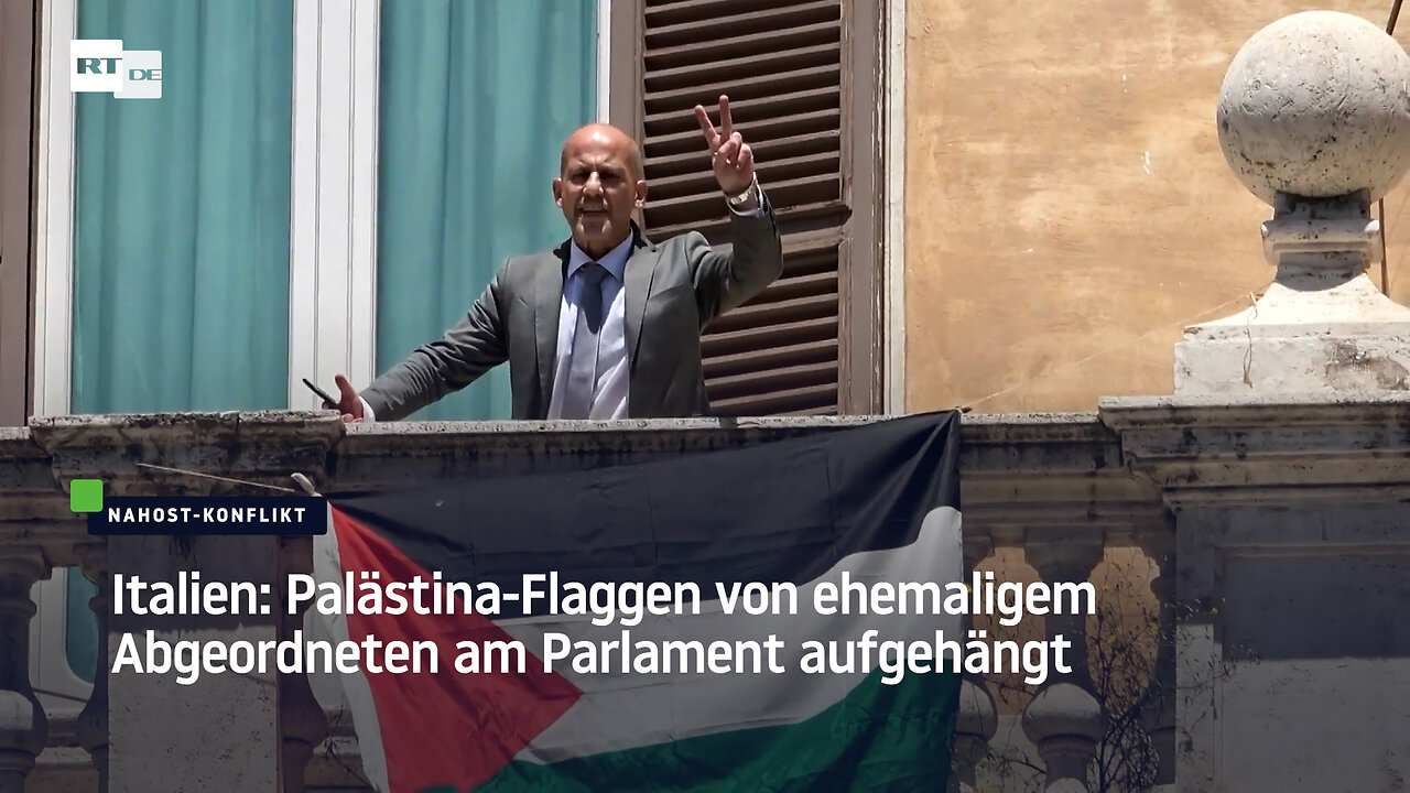 Italien: Palästina-Flaggen von ehemaligem Abgeordneten am Parlament aufgehängt