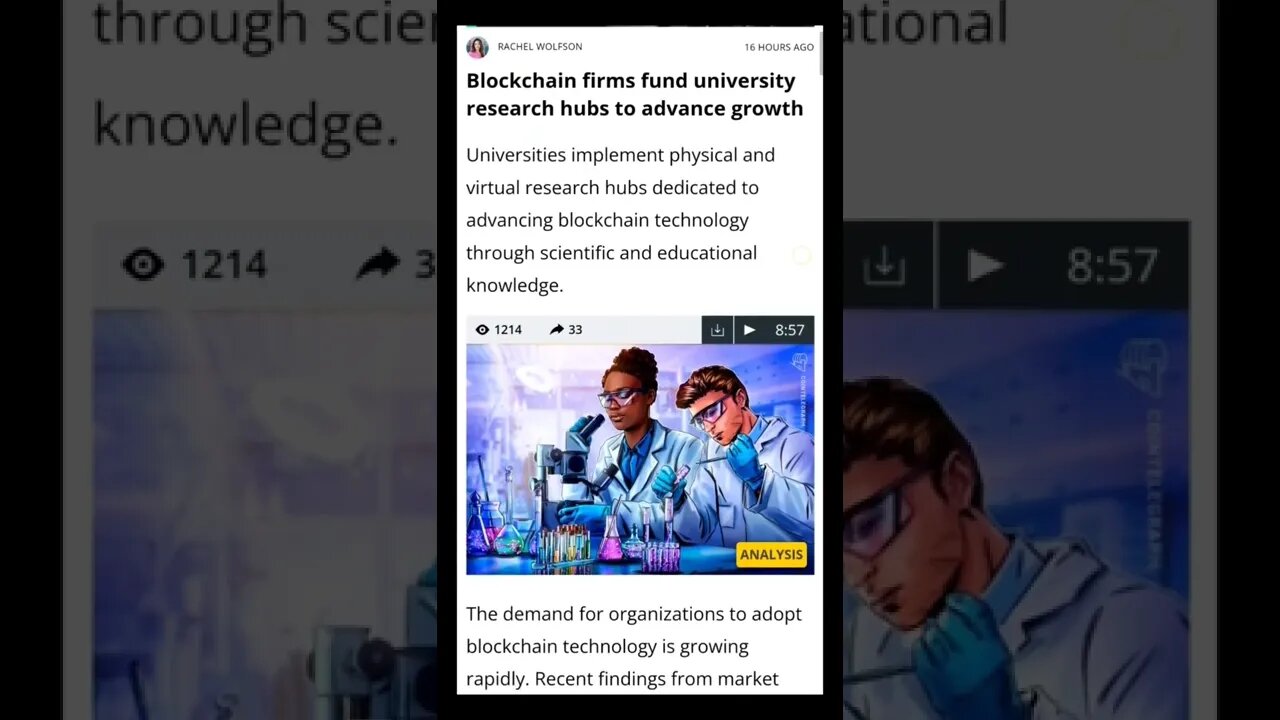 Blockchain Firms Fund University Research Hubs to Advance Growth #cryptoshortsnews #crypto #viral