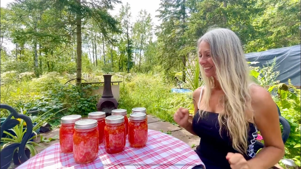 A Good CROP!! CANNING Tomatoes//Off Grid Cabin Living/EP 27