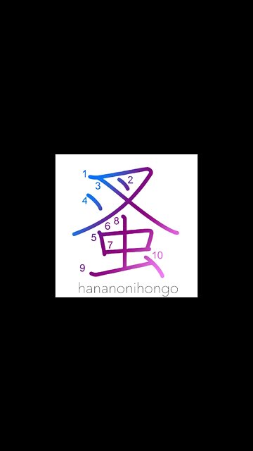 蚤 - flea - Learn how to write Japanese Kanji 蚤 - hananonihongo.com
