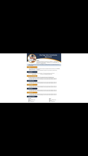 One Page Sales Commission Agreement PowerPoint Template
