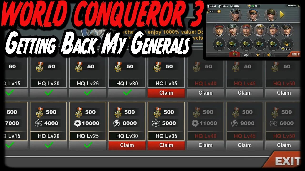 ALMOST BACK TO WHERE I WAS! Ready For The Update World Conqueror 3