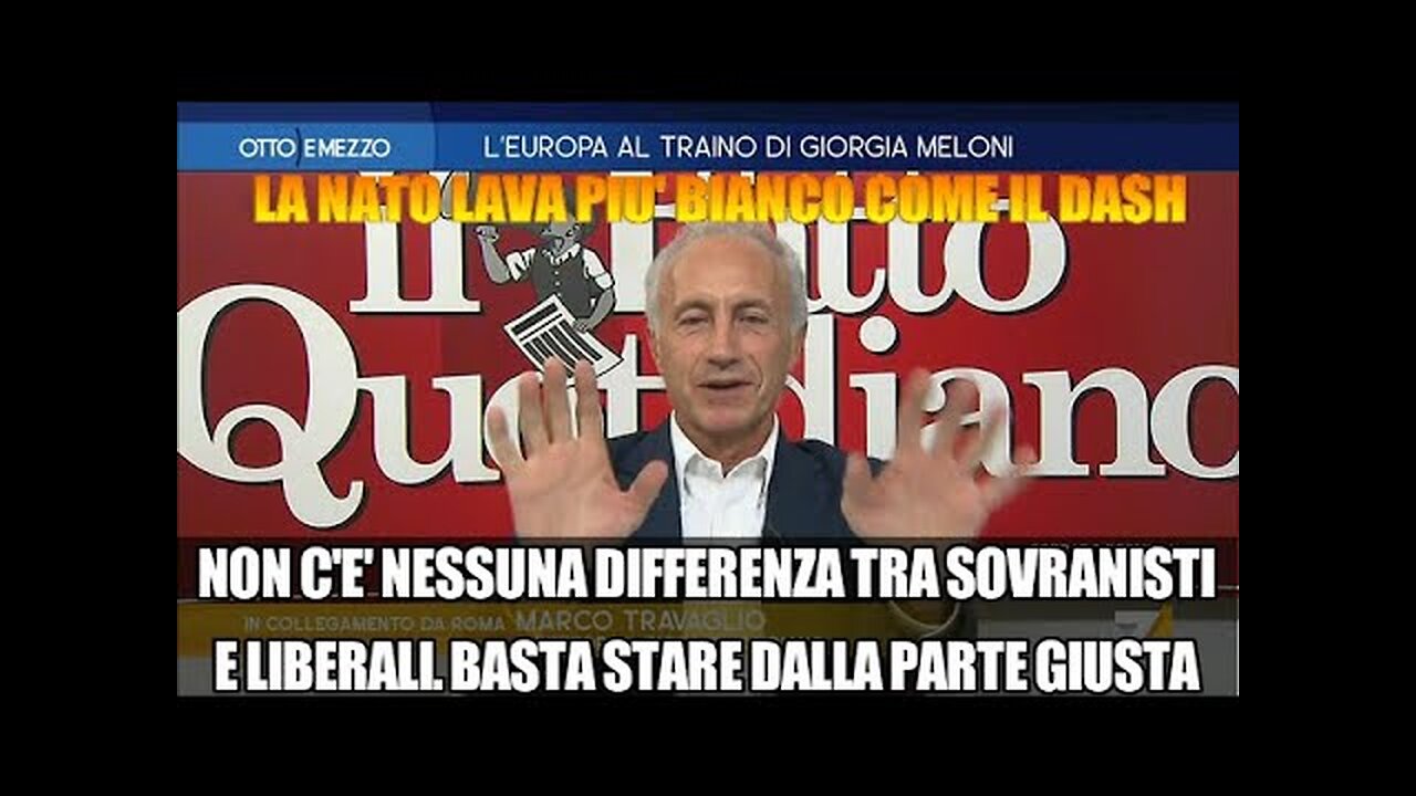 Travaglio in tv,Lady Aspen Merdoni?stare dalla parte di NATO,USA,Israele e Ucraina lava qualsiasi porcheria.Non c’è nessuna differenza tra i sovranisti e i liberali perchè TUTTI I POLITICI SONO I CAMERIERI DEI BANCHIERI