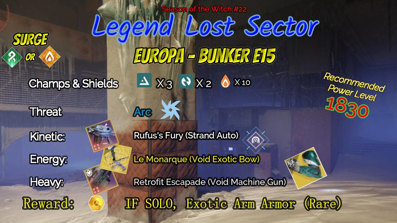 Destiny 2 Legend Lost Sector: Europa - Bunker E15 on my Strand Hunter 10-23-23