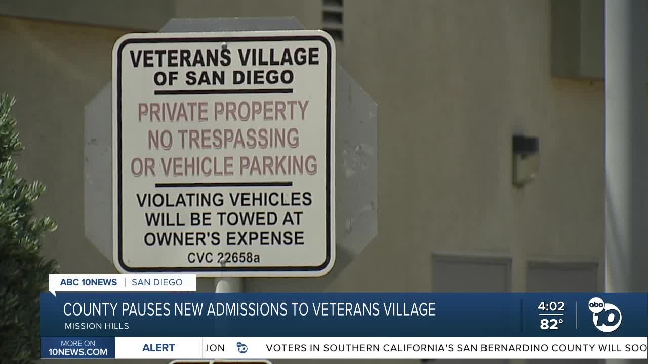County pauses new admissions to Veterans Village of SD