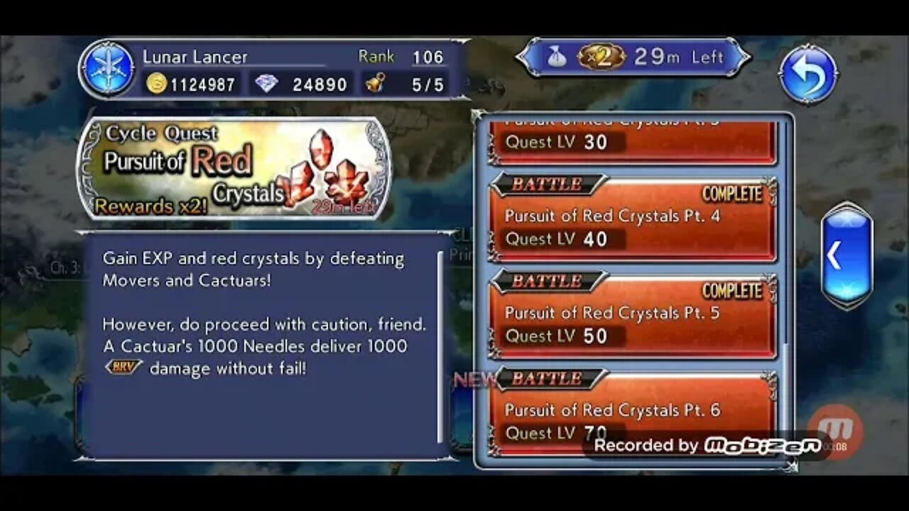 Pursuit of Red Magic Crystals Final Fantasy Dissidia: Opera Omnia