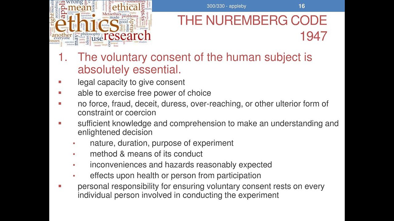 The Nuremberg Code 13-9-23 Dr John Campbell