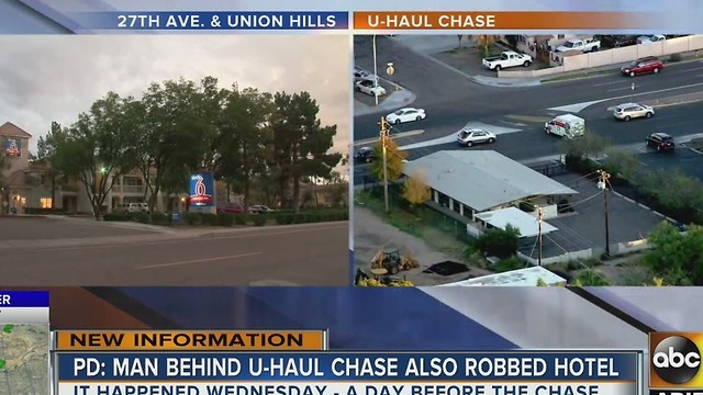 U-Haul chase suspect robbed Studio 6 Hotel