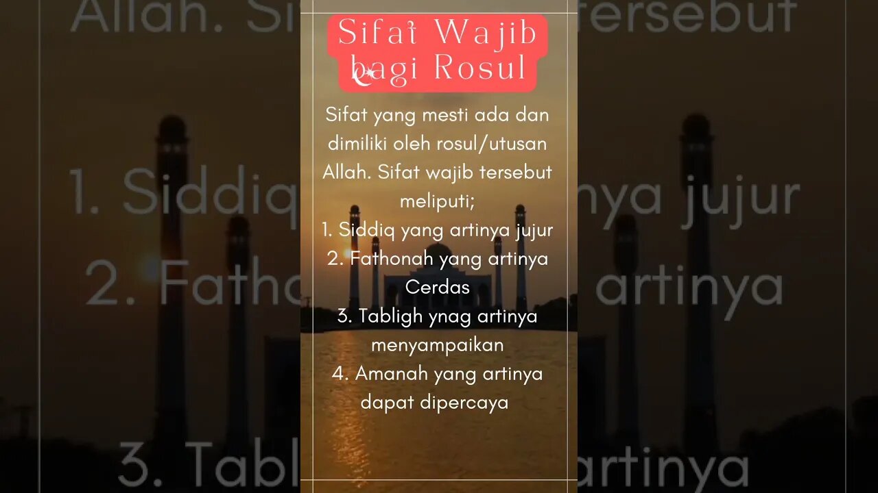 SIFAT WAJIB BAGI ROSUL