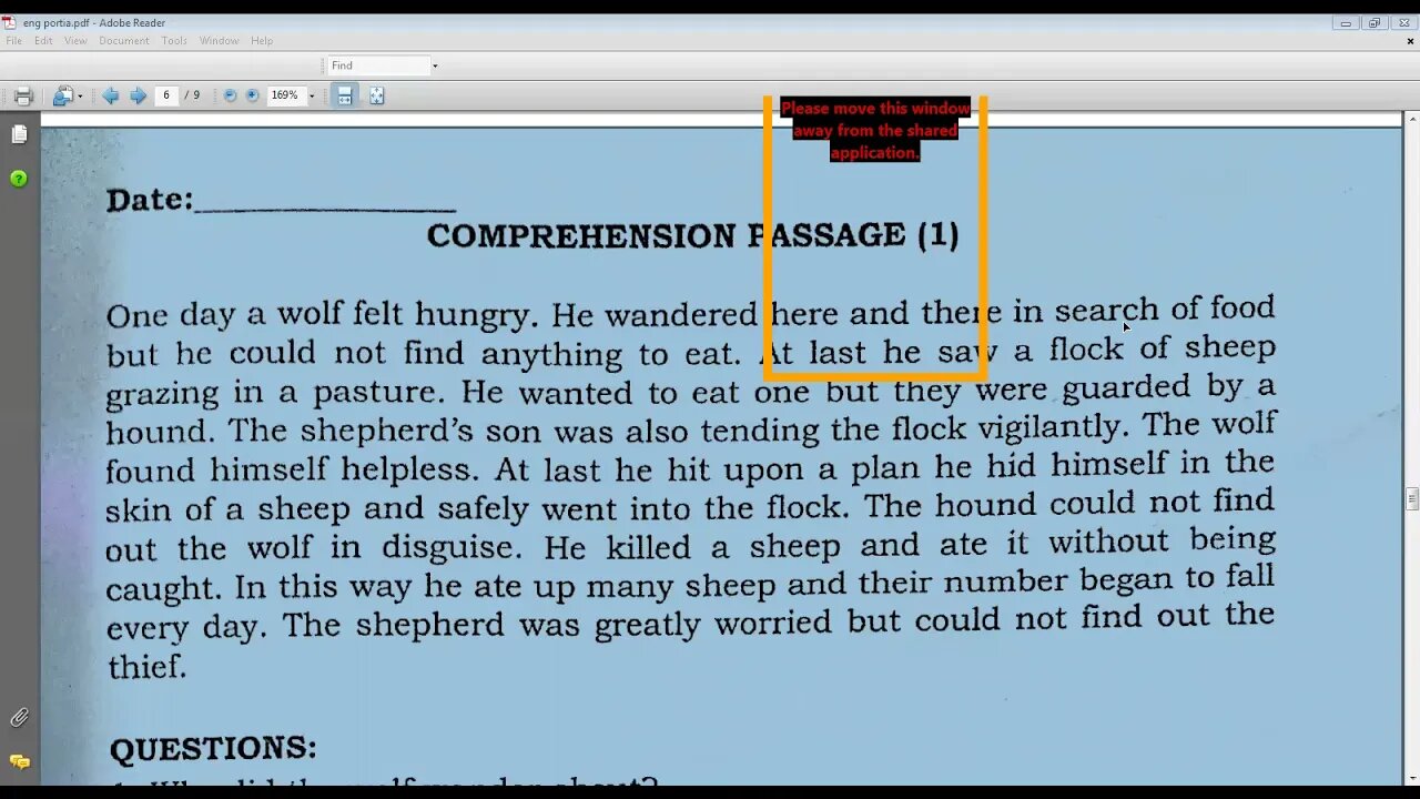 English A Class VI 26 April,2021