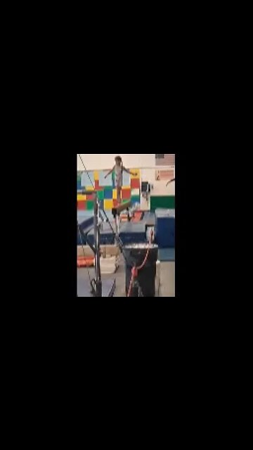 Bella on the Balance Bar. Don't Look Down!!