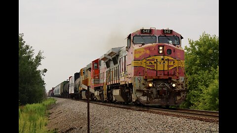 Low Ditch Lights and BNSF B40-8W Slowly Moving - Hinckley Sub