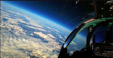 Fighter Jet at the Edge of Space and A380 Jetmen Formation