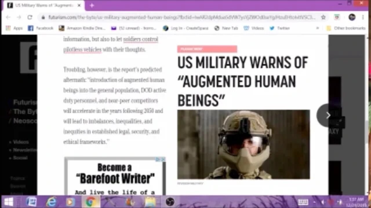 US Military warns of augmented human beings