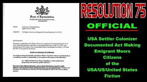 🇺🇸 🇲🇦Resolution 75 Official US Colonizer Expression Making Emigrant Moors Their Citizens