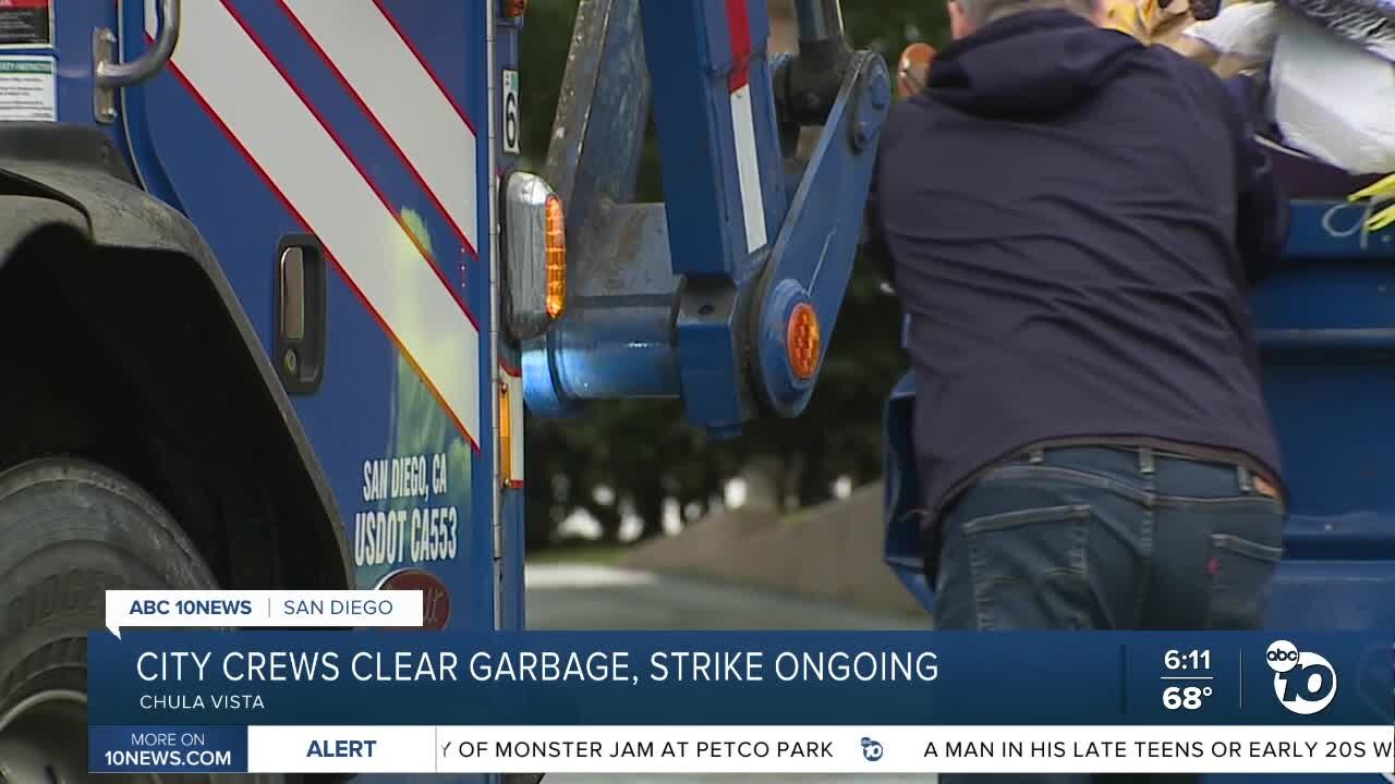 Sanitation strike continues, chula vista city workers help clear trash buildup