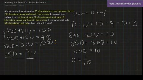 Itinerary Problems With Ratios: Problem 4