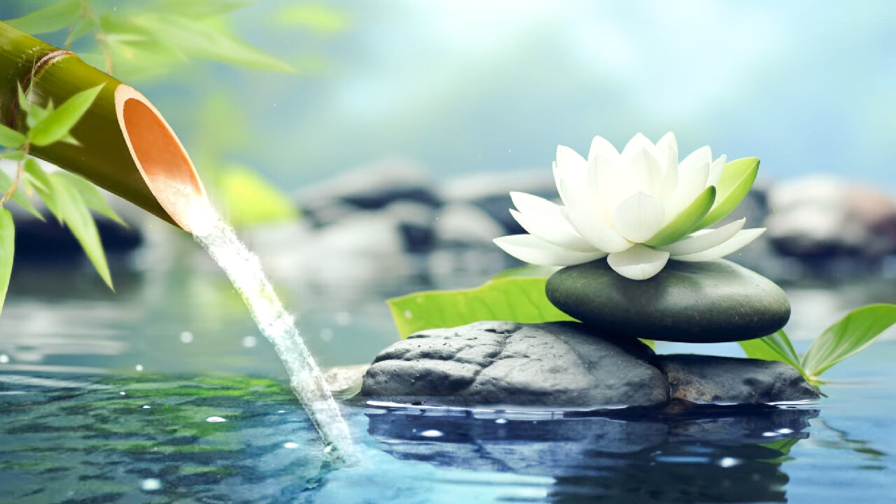 Bamboo Water Fountain Healing 24-7 Relaxing music with the sounds of nature Bamboo Water Fountain Healing music BGM