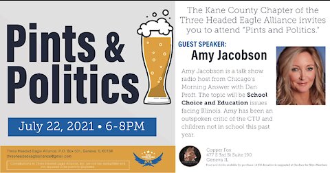 Pints and Politics event Featuring Amy Jacobson