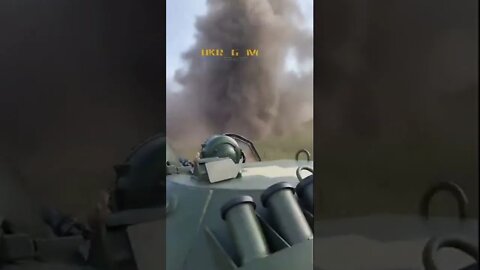 The Ukrainian military in a car under fire One of the shells hit quite close to them