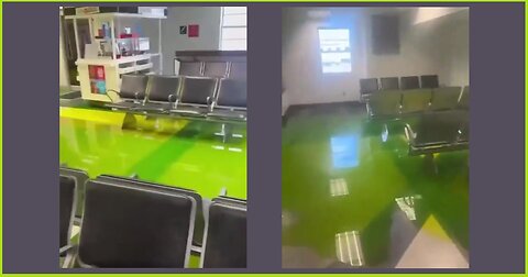 ⚠️ Green slime pours out of the ceilings at airport in Miami.