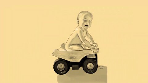 Baby on Tonka Truck Timelapse Drawing