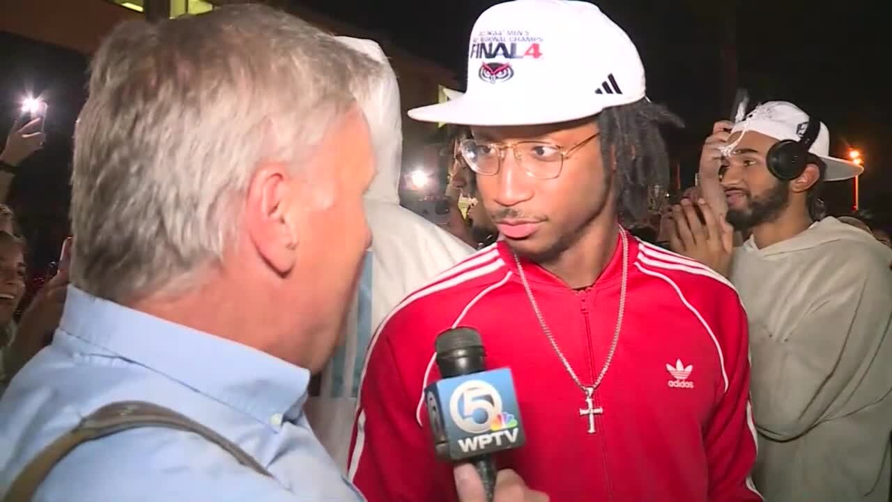 WPTV's Matt Sczesny speaks to FAU players, coach Dusty May as they return to campus