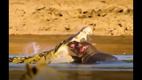 There's an unwritten truce between hippos and crocs - Baby hippo attacked