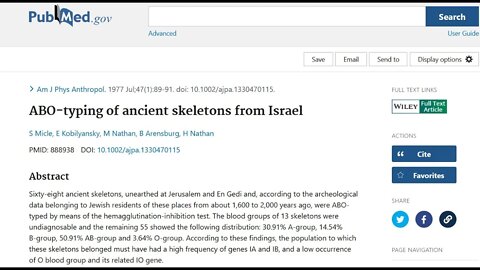 Blood Typing of Ancient Skeletons from Israel (1,600 to 2,000 years ago)