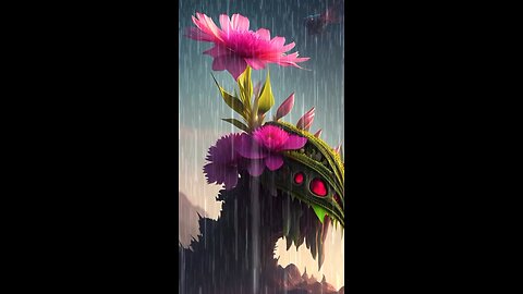 Beautiful flowers in the rain