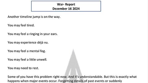 WAR REPORT - ANOTHER TIMELINE JUMP IS ON THE WAY