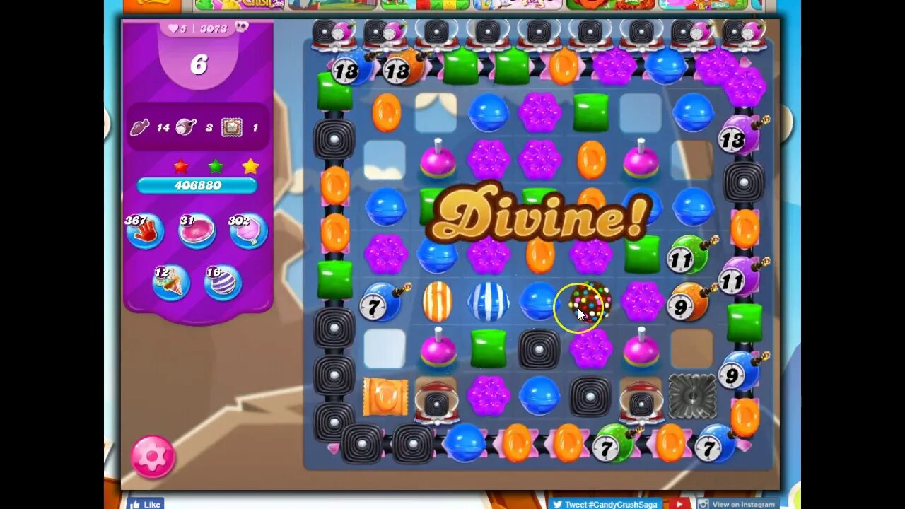 Candy Crush Level 3073 Talkthrough, 18 Moves 0 Boosters