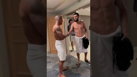 Khamzat Chimaev & Gilbert Burns Face-off before the Sauna