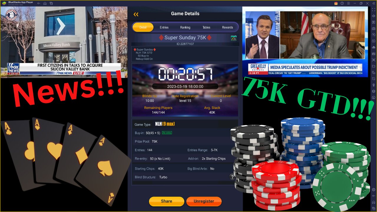 Super Sunday 75k Guarenteed! Come Watch Poker, News and Me, Donk Off!!!