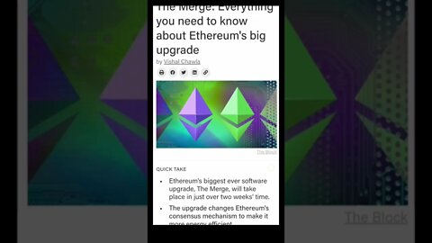 Ethereum Merge: Why is The Merge happening? #cryptoshortsnews #ethereum #crypto #cryptocurrency