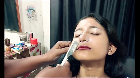 Girl full face shaving With straight Razor | Facial Hairs Removing By Shaving |