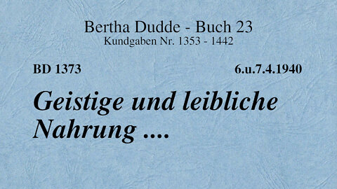 BD 1373 - GEISTIGE UND LEIBLICHE NAHRUNG ....